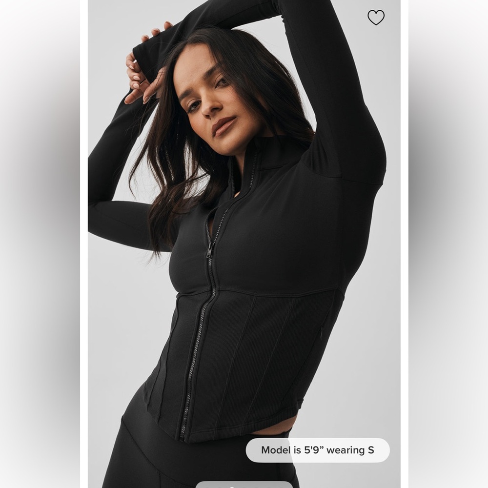 NWT Alo Airbrush Corset Full Zip Jacket- Black